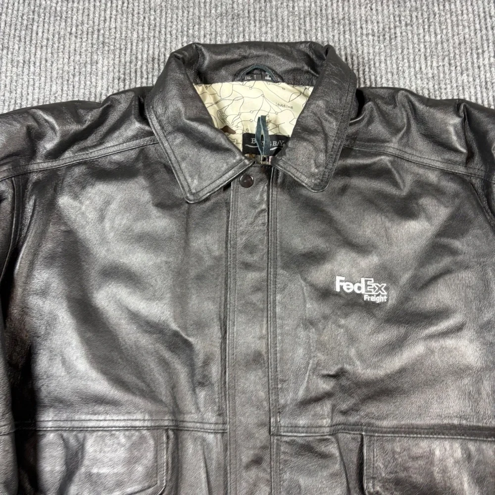 Burks Bay‎ Jacket Men's 2XL FedEx Freight Leather Bomber President Safety Team